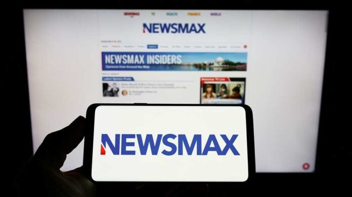 Newsmax website on computer and phone screens