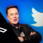 Elon Musk with the Twitter logo.