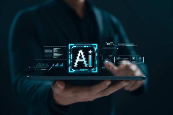shutterstock_2592607479.jpg featured image Person holding tablet with AI hologram display