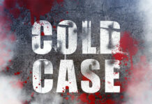 Cold Case text with red splatters and smoke