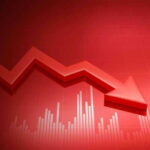 Red graph with downward arrow showing decline