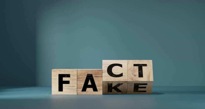 Wooden blocks displaying FACT and FAKE juxtaposed