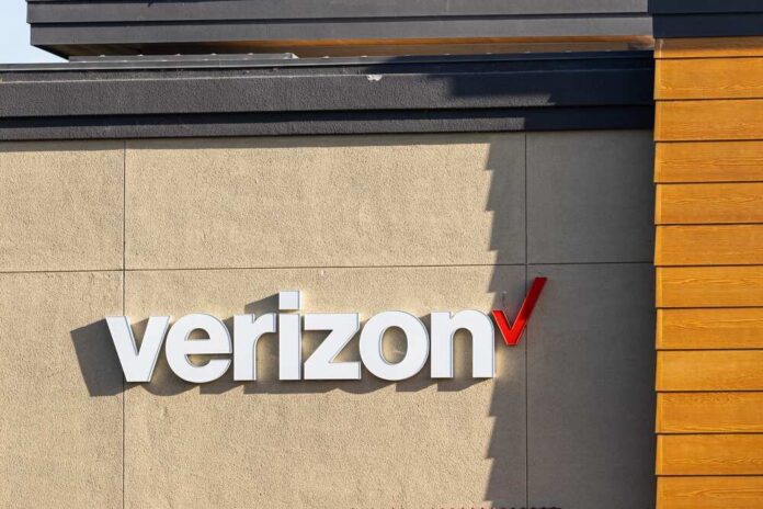Verizon logo displayed on a store exterior