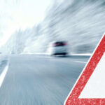 NIGHTMARE Travel Weekend Road sign warning blurred highway scene