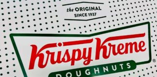 Krispy Kreme doughnut box featuring the brand logo
