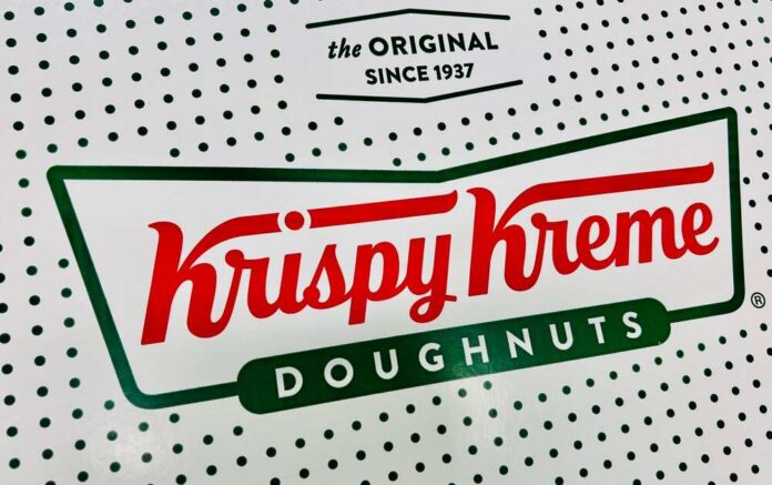Krispy Kreme doughnut box featuring the brand logo