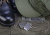 US Marines uniform with boots and dog tags