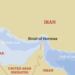 Map showing the Strait of Hormuz and surrounding countries