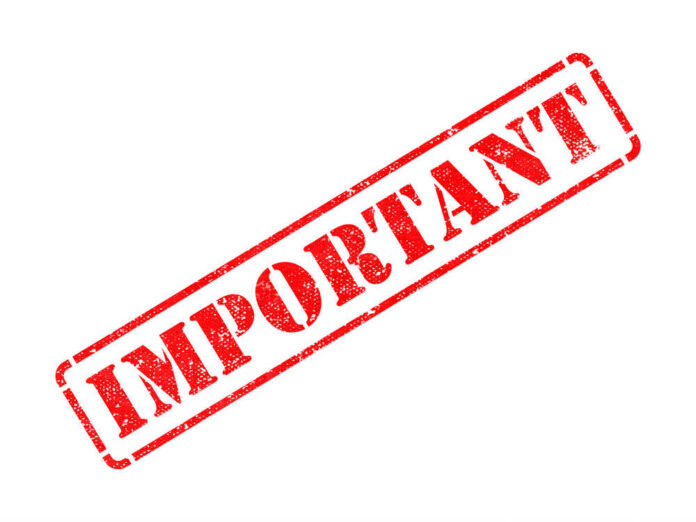 Red stamp with the word 'IMPORTANT' on a white background