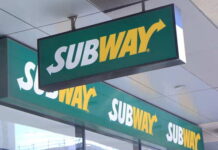 Subway restaurant sign displayed prominently