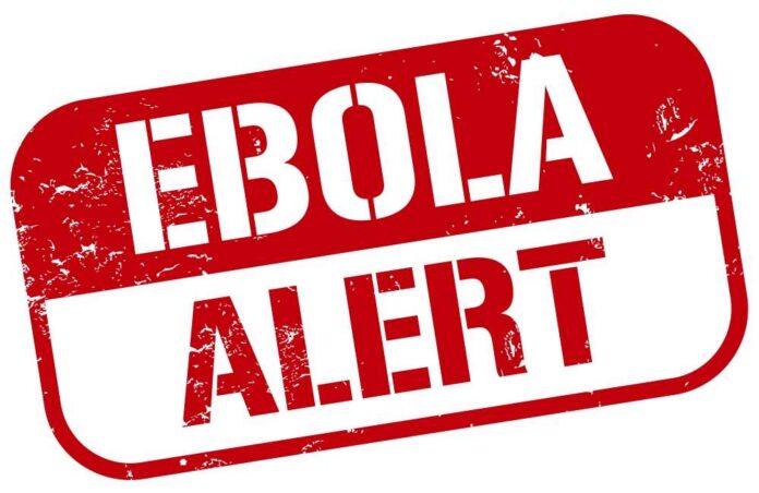 Ebola alert sign in bold red letters