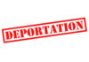 Red deportation stamp on white background