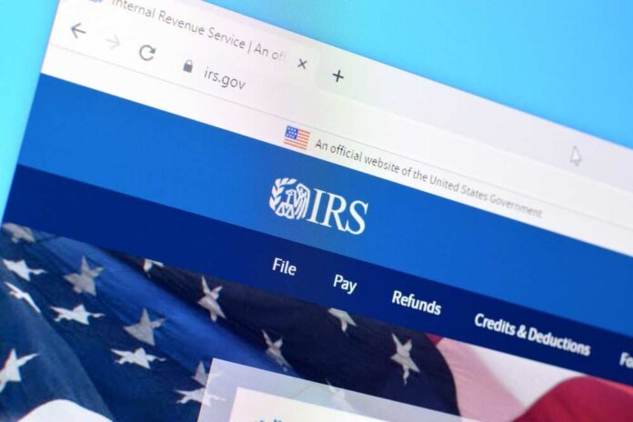 Screenshot of the IRS website showing navigation options