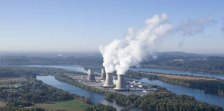 Aerial view of Three Mile Island
