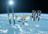 International Space Station orbiting above Earth.