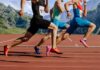 Sprinters running on an outdoor track