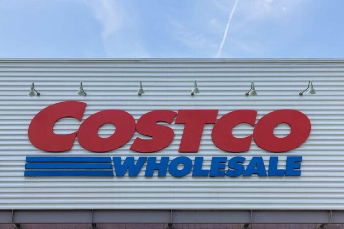 8,July,2025,Nyc,New,York,Us,Large,Costco,Warehouse Costco Wholesale store sign against a blue sky