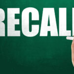 Recall notice over grocery store shelves.