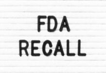 Letter board showing FDA recall message