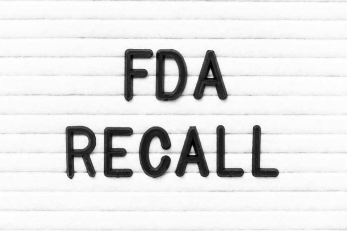 Letter board showing FDA recall message