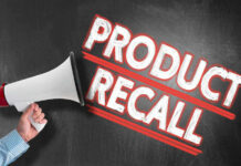 RECALL ALERT: Deadly Beads Lurk in THESE Popular Toys? Megaphone and Product Recall text on chalkboard.