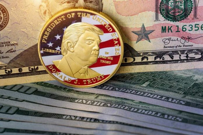 Coin,With,A,Portrait,Of,Donald,Trump,On,A,100 Trump coin