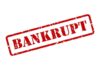 Red stamp with the word 'BANKRUPT' prominently displayed