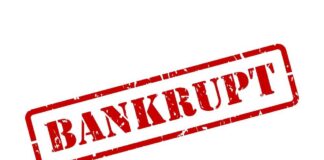 Red stamp with the word 'BANKRUPT' prominently displayed