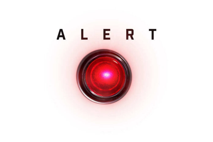 A red alert button with the word 'ALERT' above it