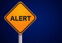 Orange alert sign with the word 'ALERT' displayed prominently